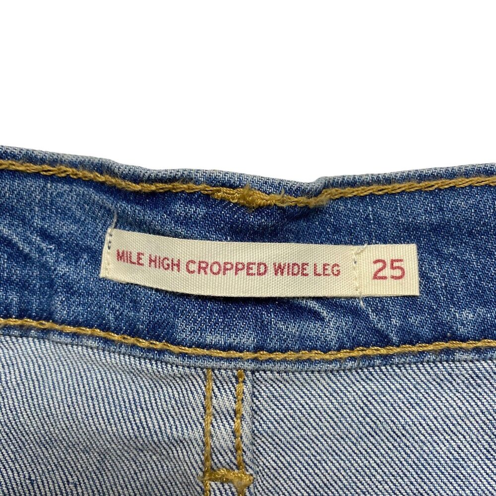 LEVIS Mile High Cropped Wide Leg Medium Light Wash Jeans Size 25 Button Fly - Picture 5 of 9